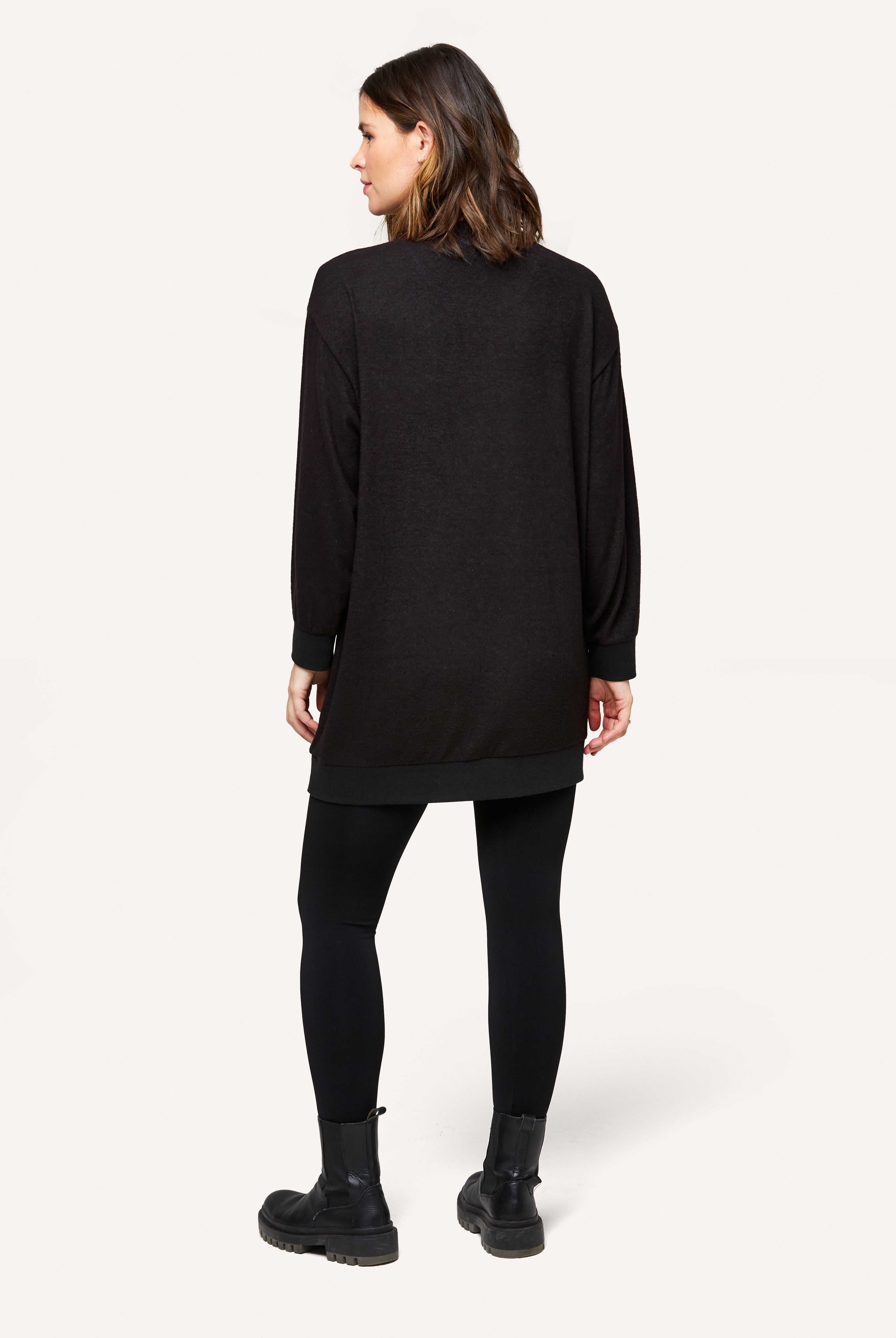 NOM Maternity Jo Nursing Sweatshirt in Black, back view