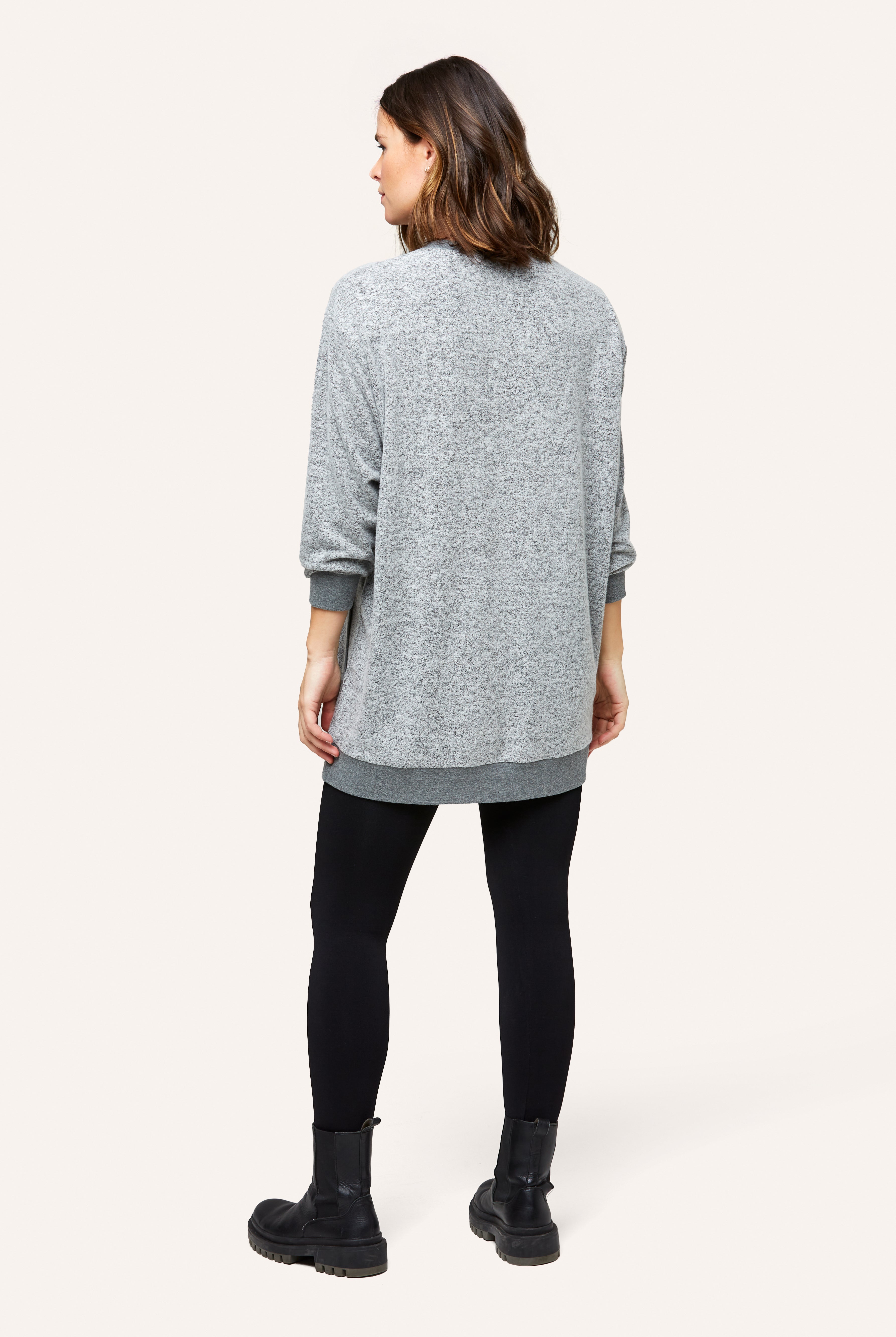 NOM Maternity Jo Nursing Sweatshirt in Gray, back view