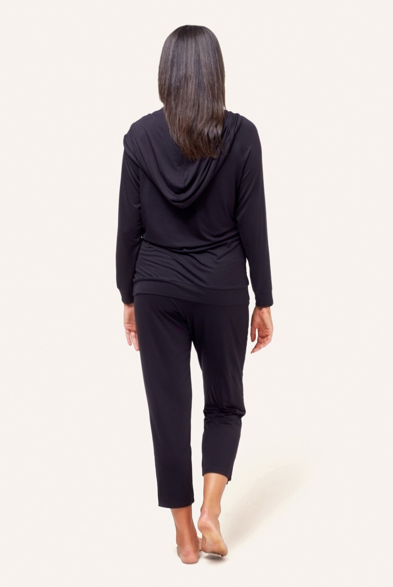 NOM Maternity Simone Hoodie in Black, back view