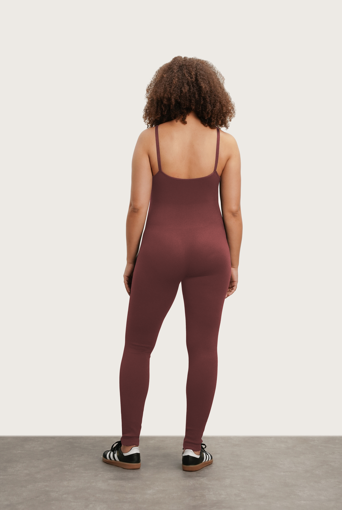 NOM Maternity The Jordan Nursing Jumpsuit in Burgundy, back view