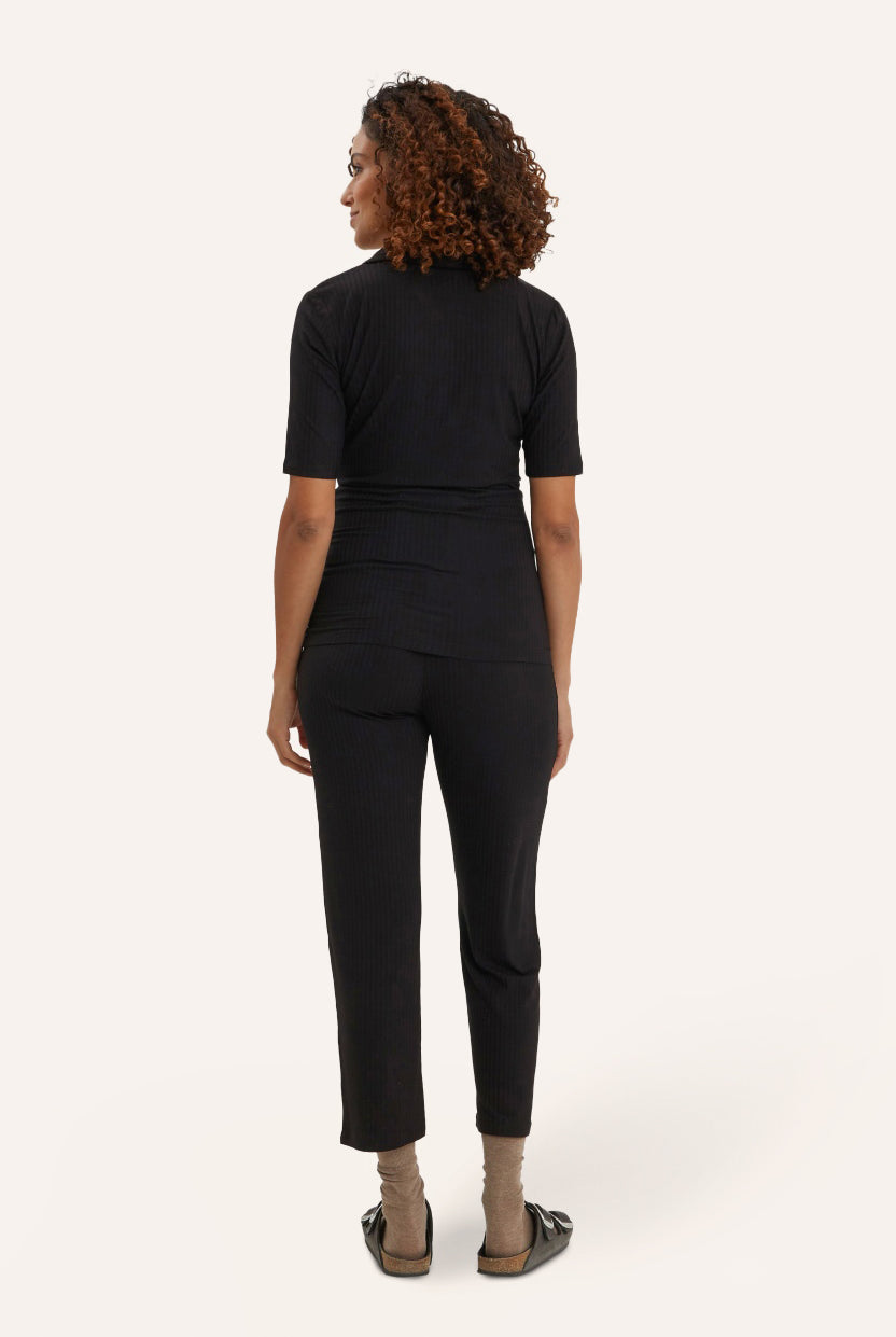 NOM Maternity Calista Top in Black, back view