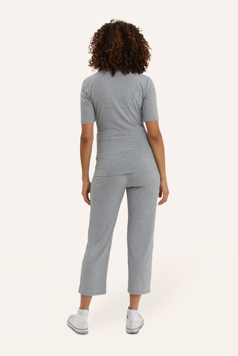 NOM Maternity Calista Top in Heather Gray, back view