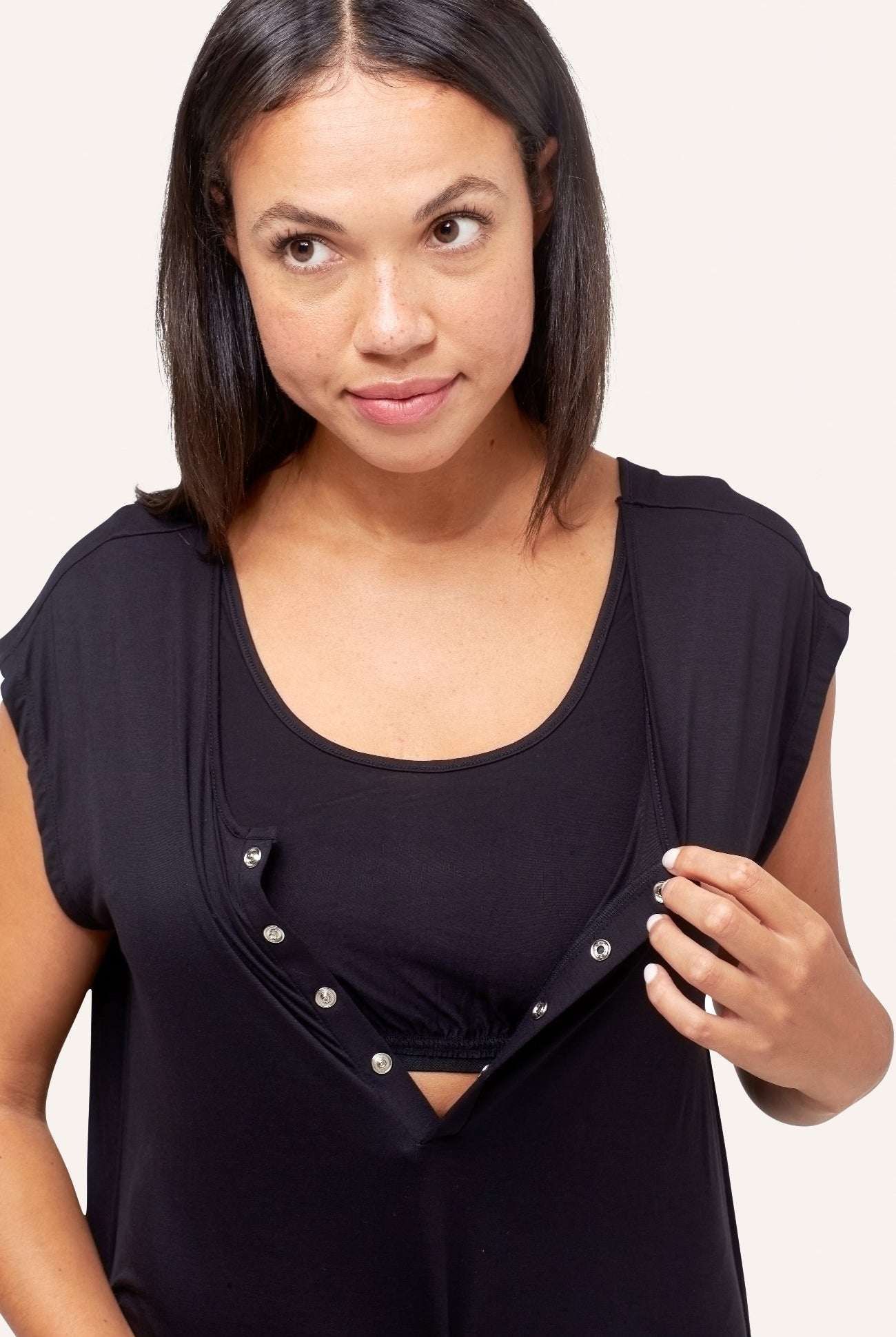 NOM Maternity Clementine Nightgown in Black with nursing access