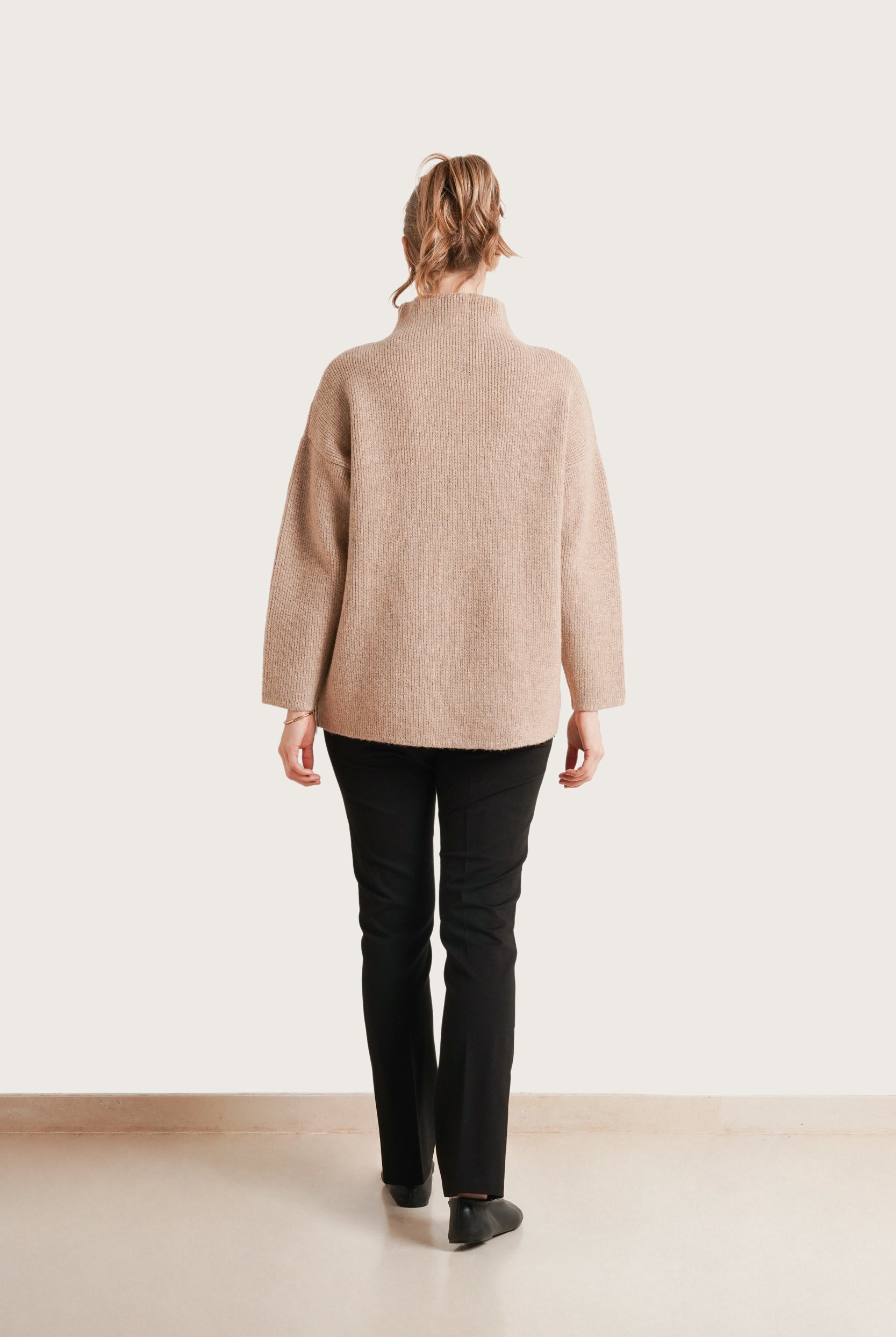 NOM Maternity Lia Nursing Sweater in Fawn, back view