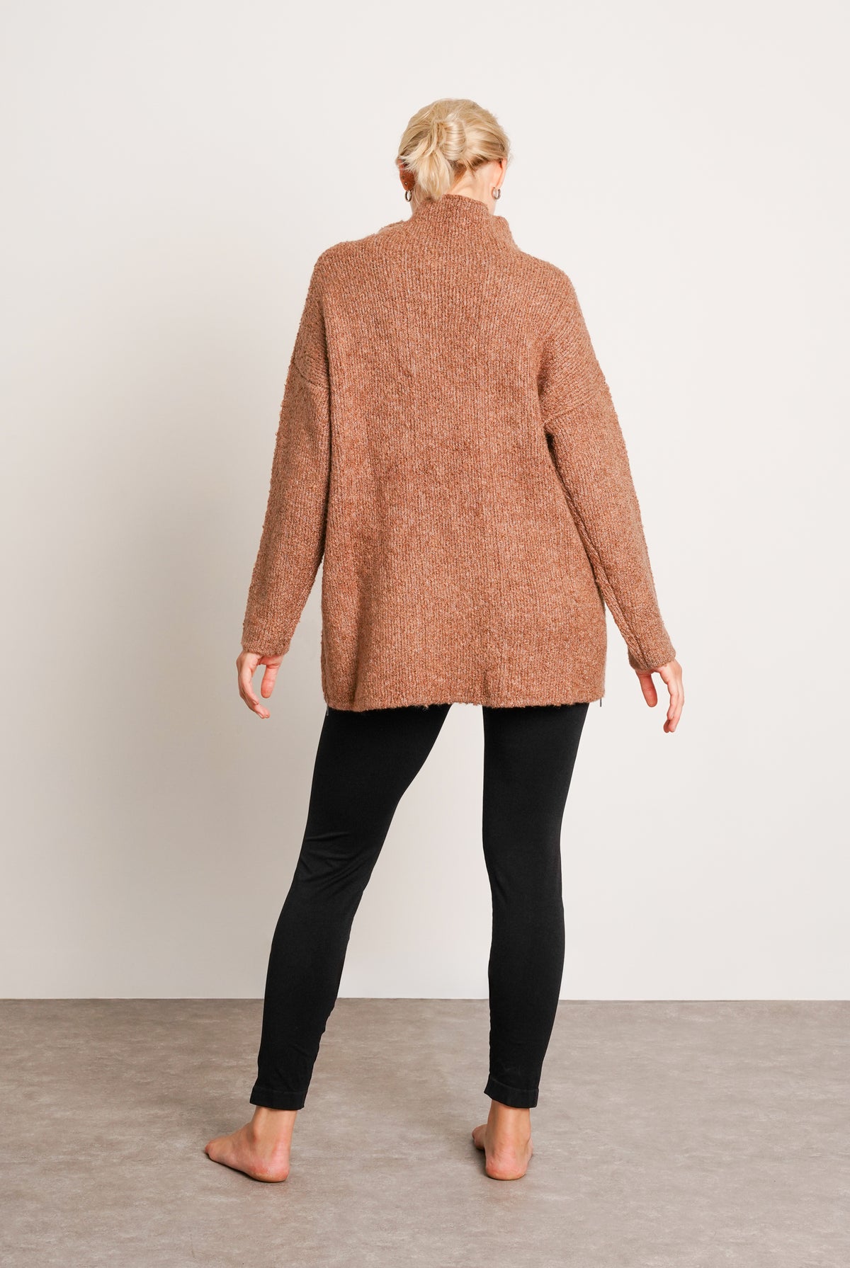 NOM Maternity Lia Nursing Sweater in Mocha, back view