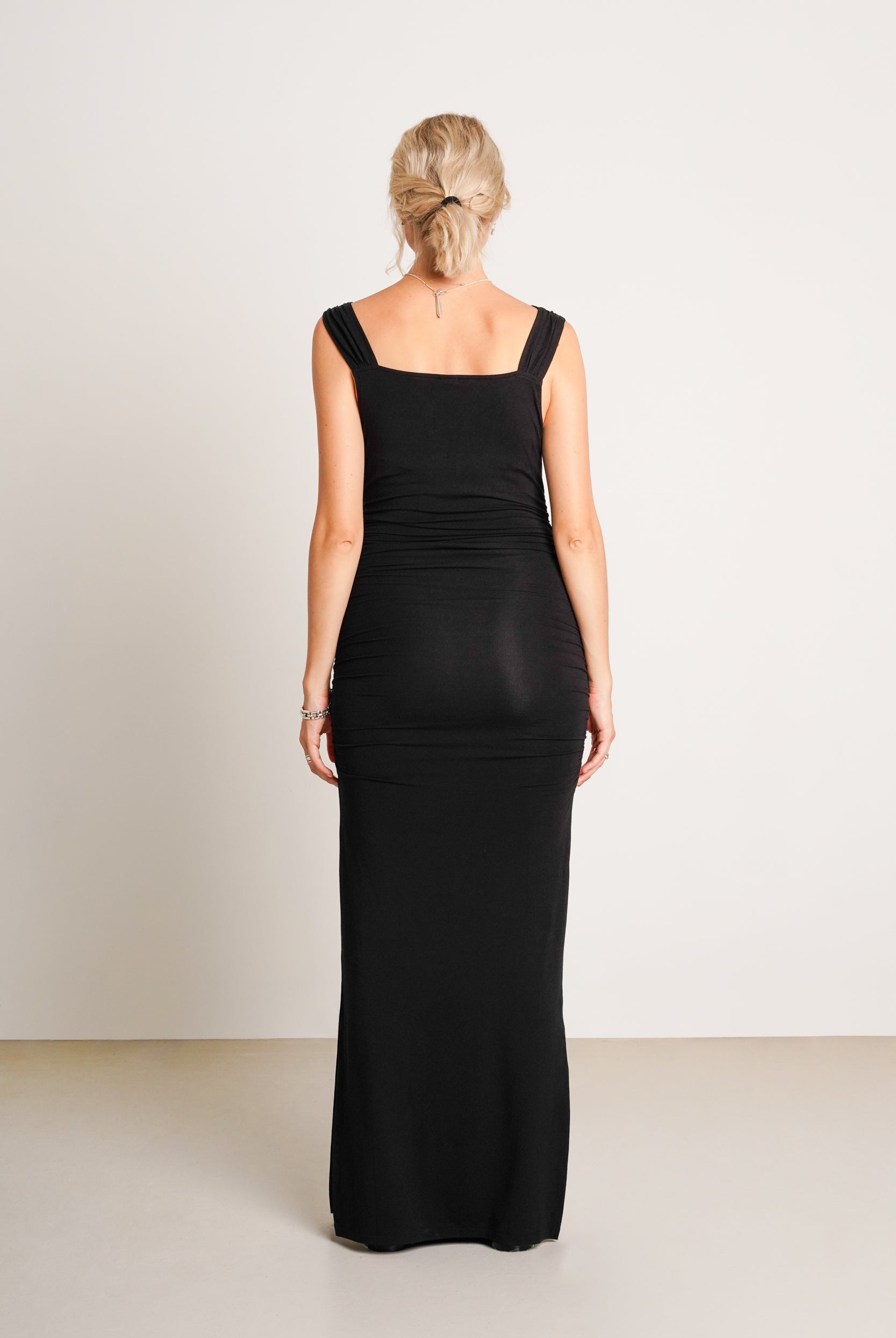 NOM Maternity Zoey Dress in Black, back view