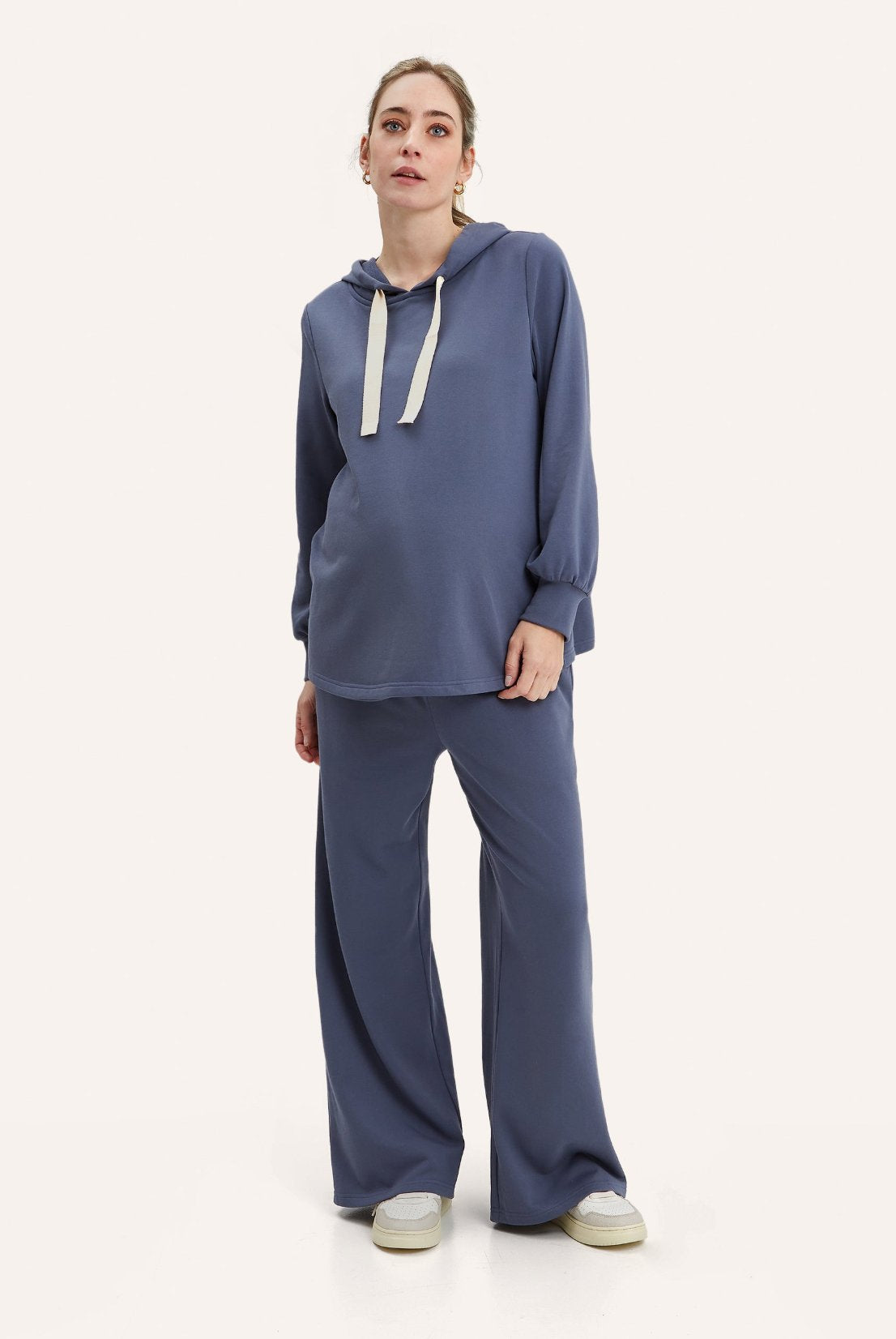 NOM Maternity Walker Lounge Pant in Slate, front view