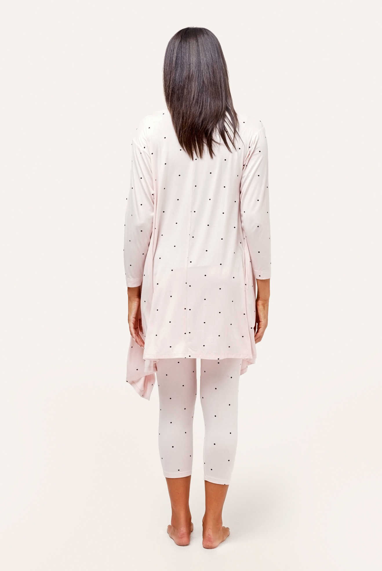 NOM Maternity Second Skin Robe in Dots, back view