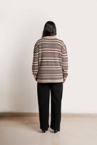 NOM Maternity Blaire 3/4 Zip Sweater in Ice Stripe, back view