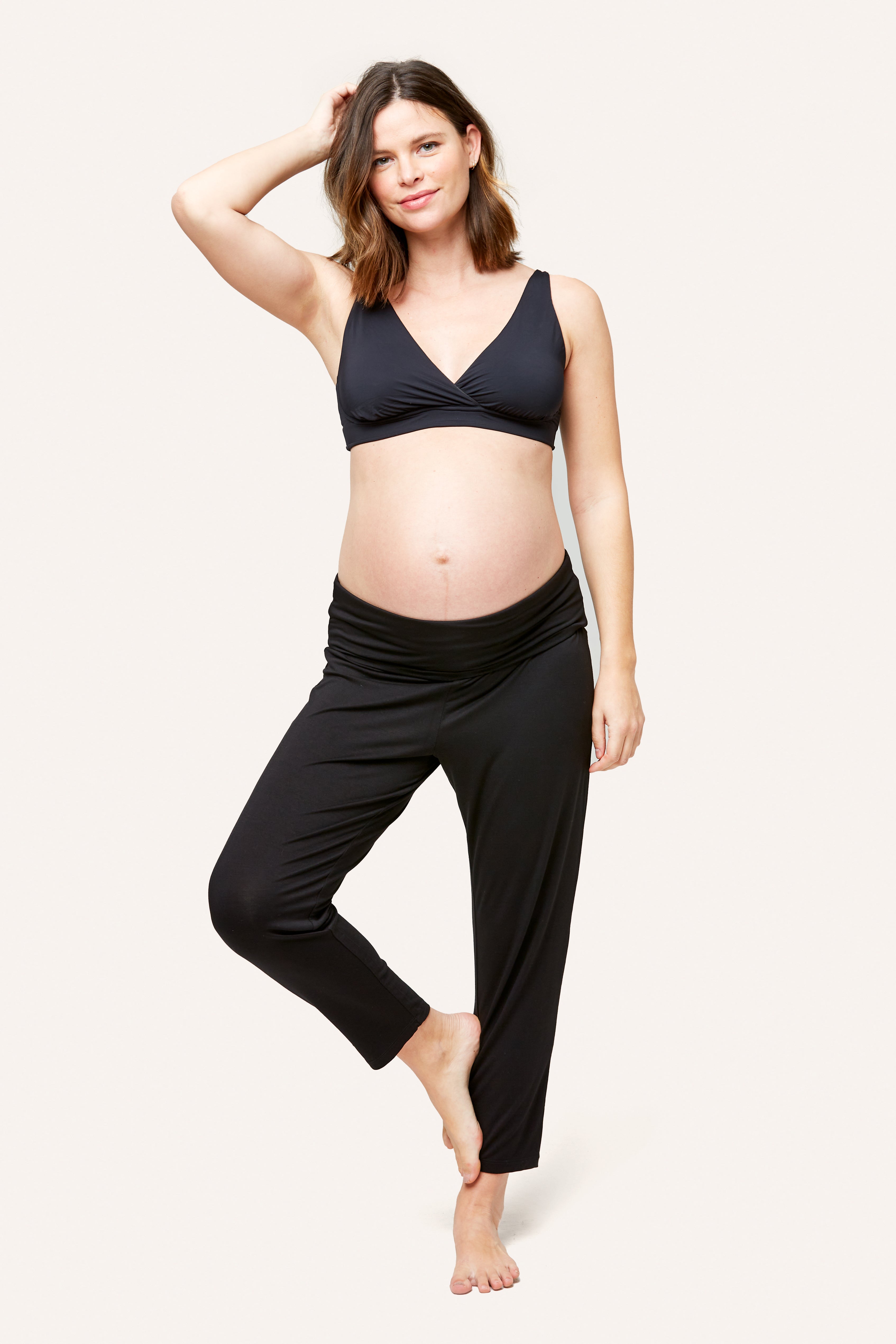 Bamboo Wide Leg Maternity & Postpartum Lounge Pant | Black