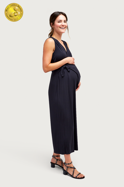 Francesca Maternity Jumpsuit - Black Francesca Maternity Jumpsuit: Nursing-Friendly \u0026 Versatile Jumpsuit – NOM  Maternity
