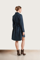 NOM Maternity The Weekday Dress in Dark Teal, back view