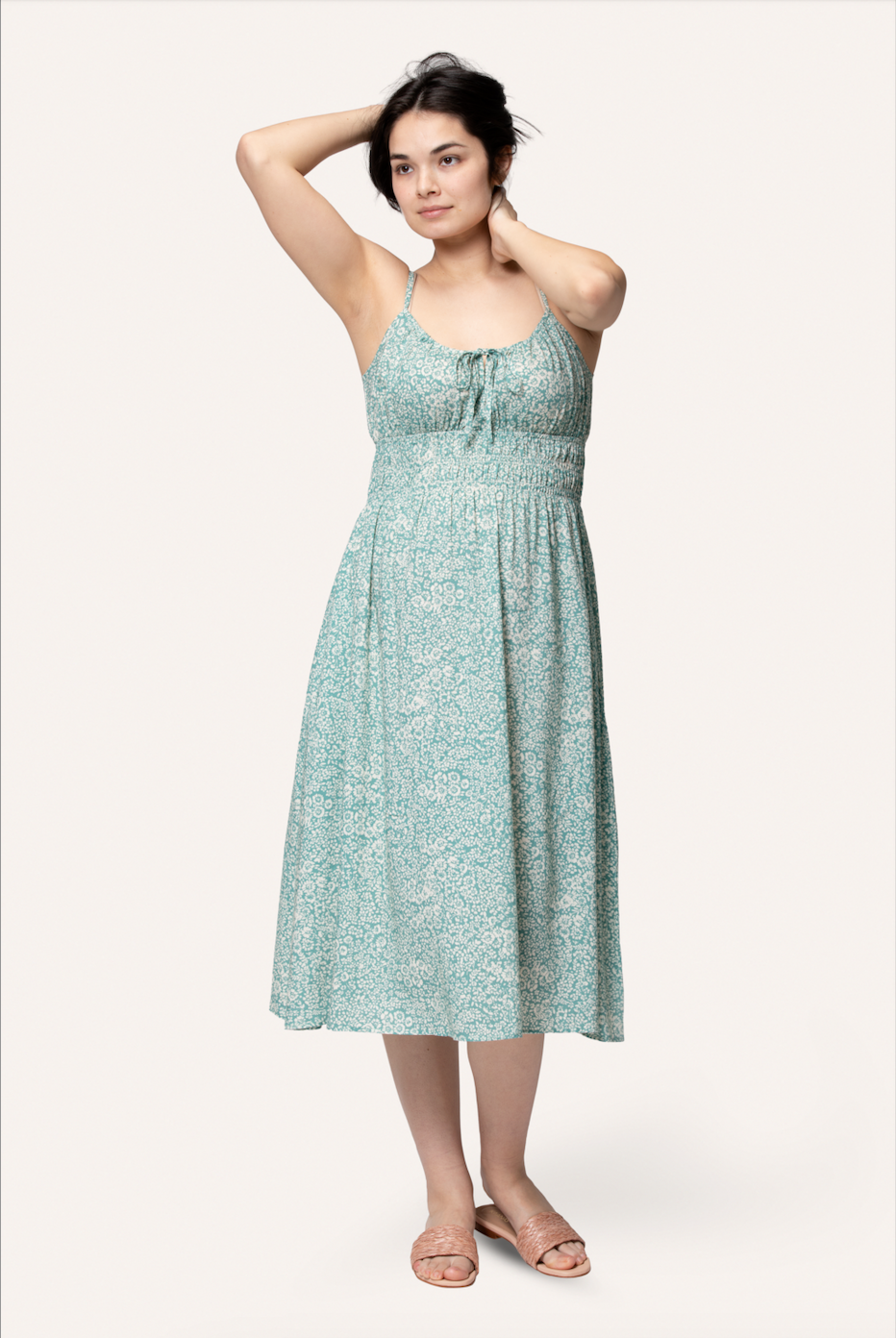 Roma Cotton Linen Maternity Nursing Dress NOM Maternity